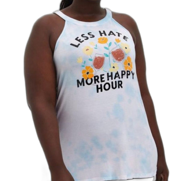 Torrid Super Soft Light Blue Tie-Dye Happy Hour Tank 2X Graphic Tank - Picture 2 of 9